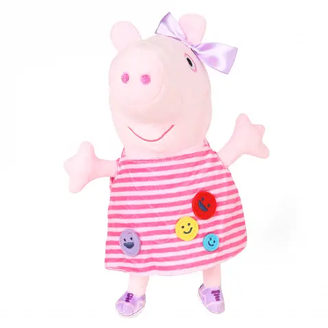 Peppa Pig Red Stripe Peppa Soft Toy for Kids, 30cm, 18M+, Pink