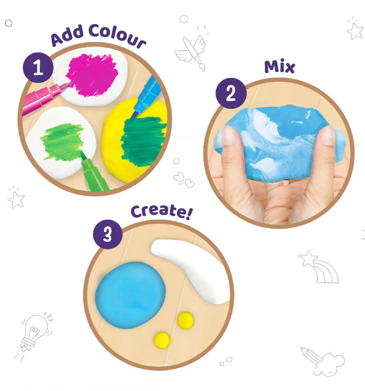 Imagimake Magic Clay Colour & Create Space Craft Kit, Air Dry Clay for Art & Craft, Make 10 Super Clay Creations, Kids for 5Y+, Multicolour