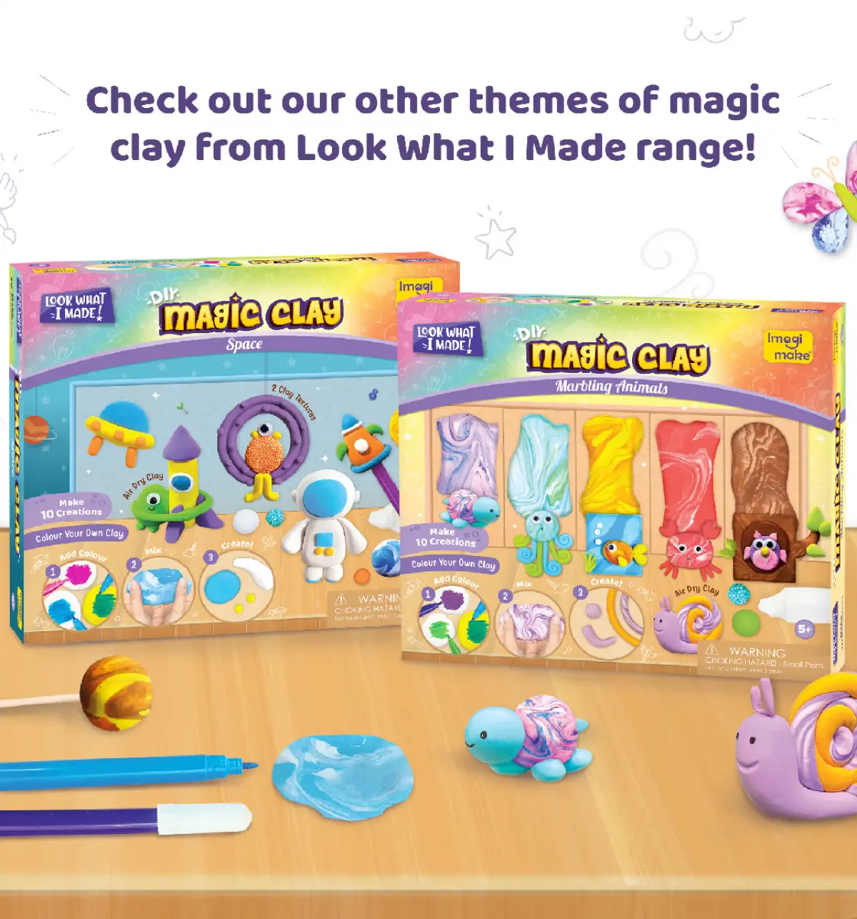 Imagimake Clay Murals Unicorn Modelling Clay & Glass Paint, 5 Designs, Art & Craft Kit, Kids for 5Y+, Multicolour