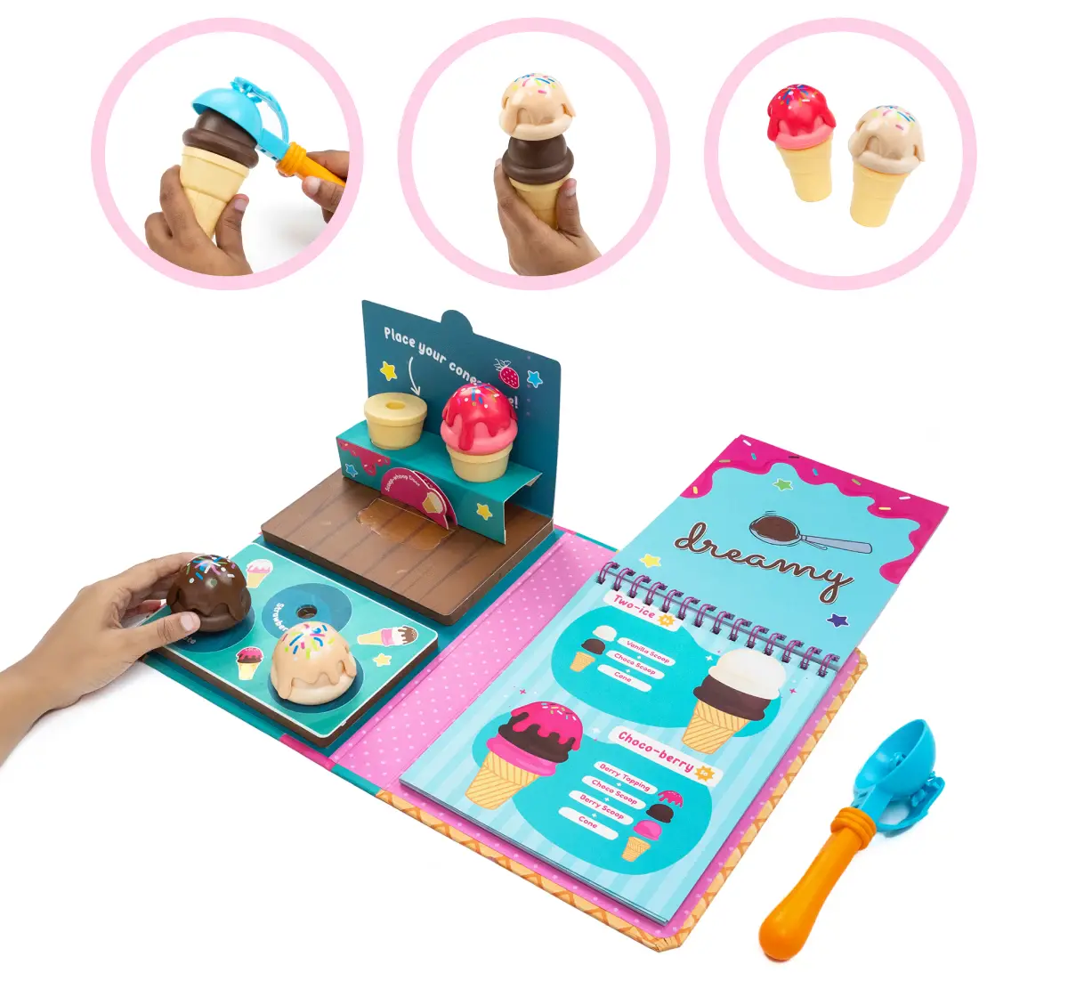 Dabble Pretend Play Ice-Cream Playset by Playshifu, Dream of Ice Cream, Ice Cream Toy, Kids for 3Y+, Multicolour