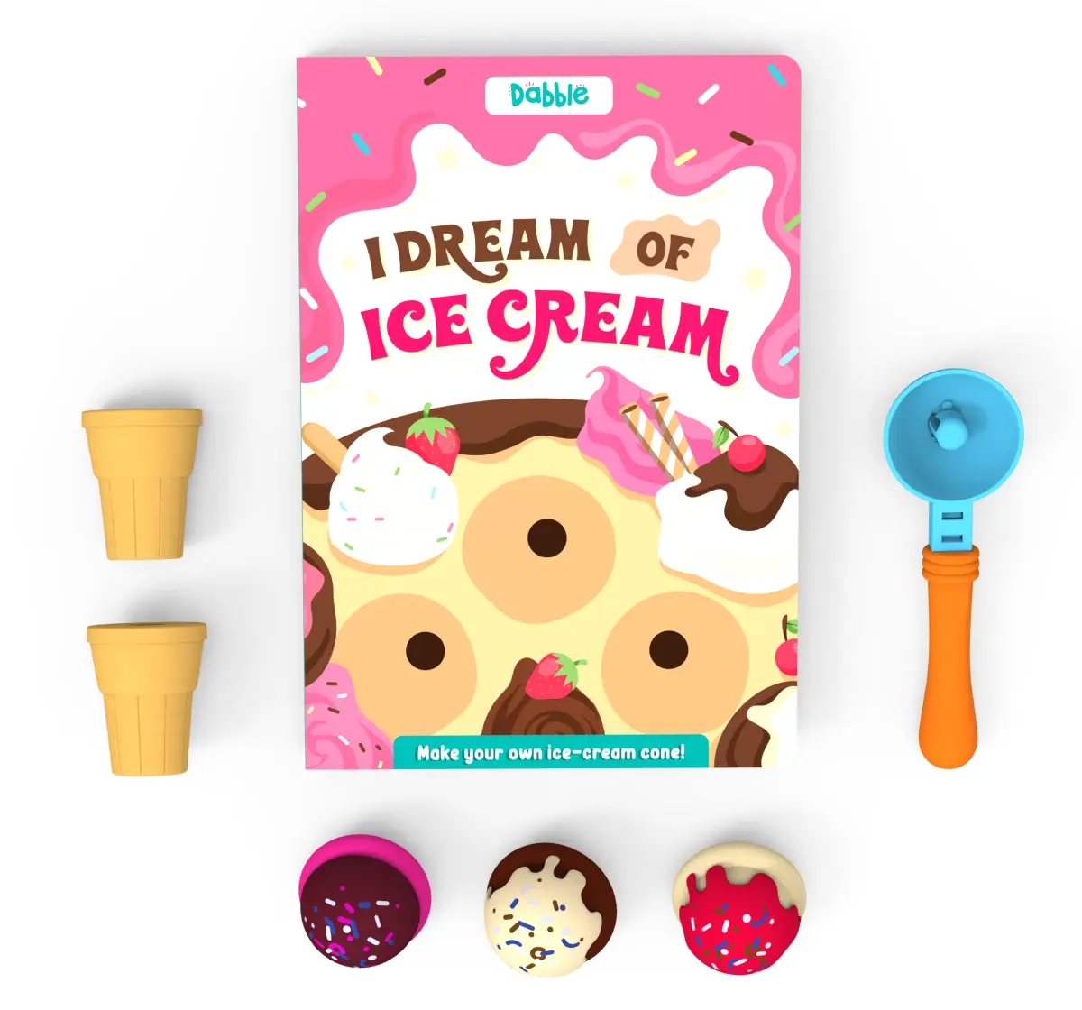 Dabble Pretend Play Ice-Cream Playset by Playshifu, Dream of Ice Cream, Ice Cream Toy, Kids for 3Y+, Multicolour