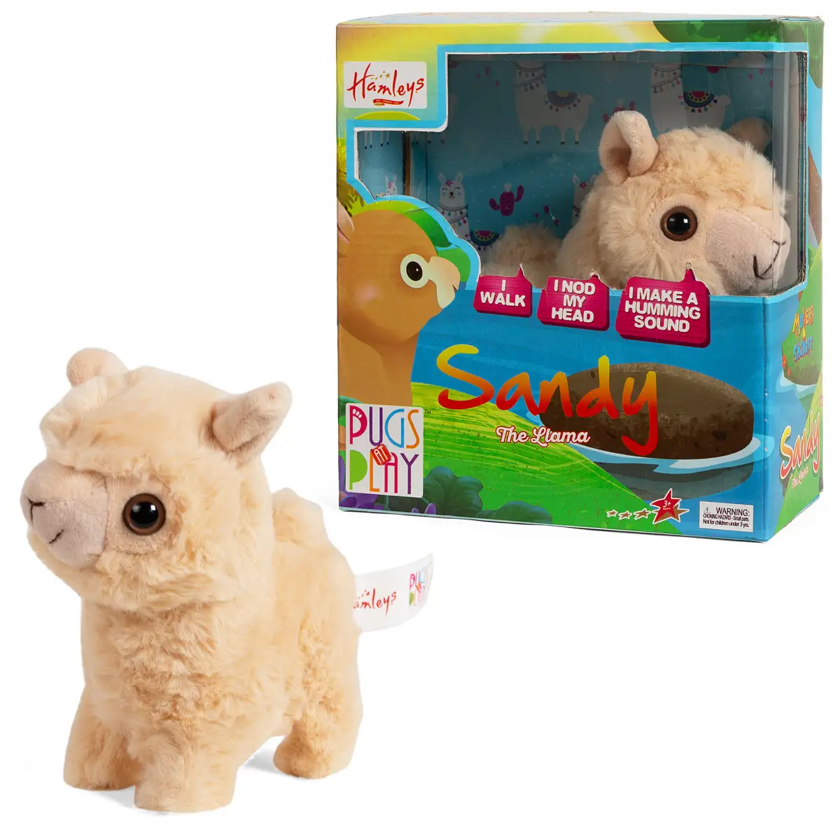 Hamleys Pugs & Play The Walking Lama, 3Y+, Beige