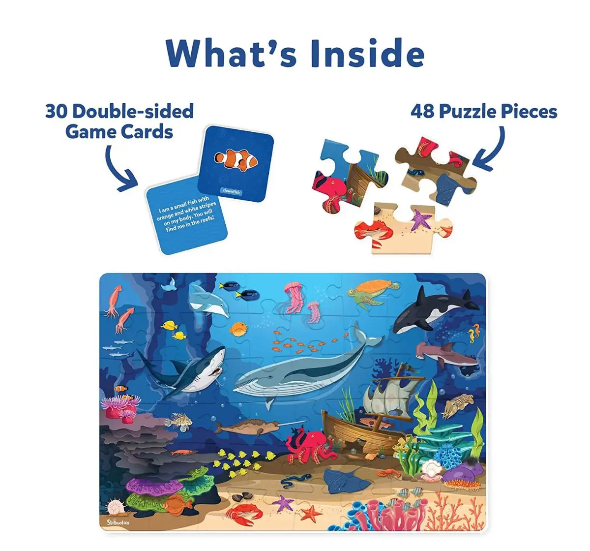 Skillmatics Floor Puzzle & Game - Piece & Play Underwater Animals, Jigsaw Puzzle, Kids for 3Y+, Multicolour