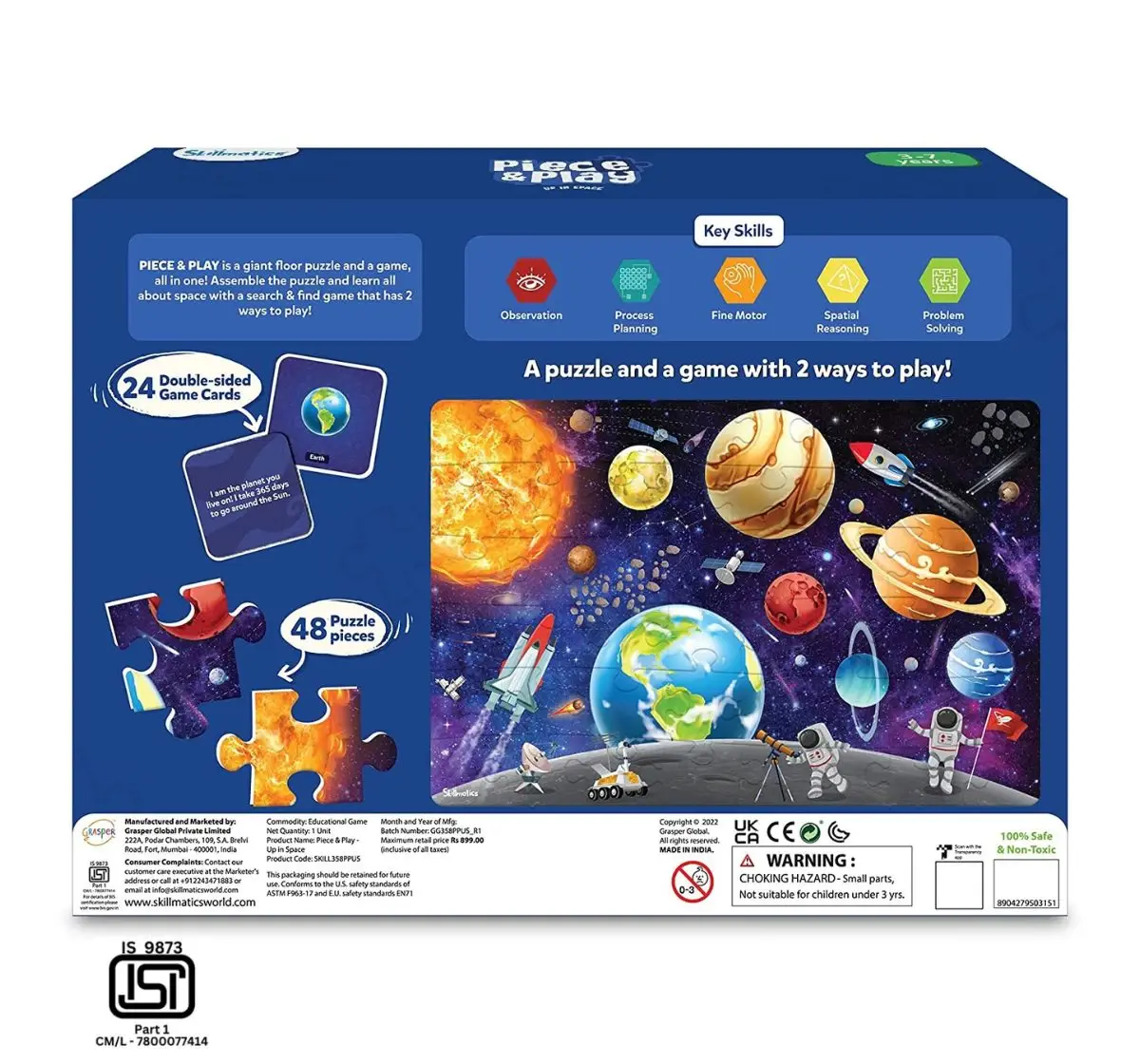 Skillmatics Floor Puzzle & Game - Piece & Play Up in Space, Jigsaw Puzzle, Kids for 3Y+, Multicolour