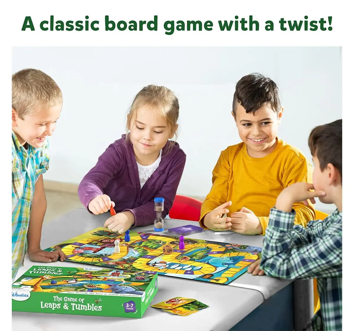 Skillmatics Board Game - Leaps & Tumbles, Race Through The Land of Animal Adventures, Classic Game with a Twist for Ages 3 to 7, Multicolour