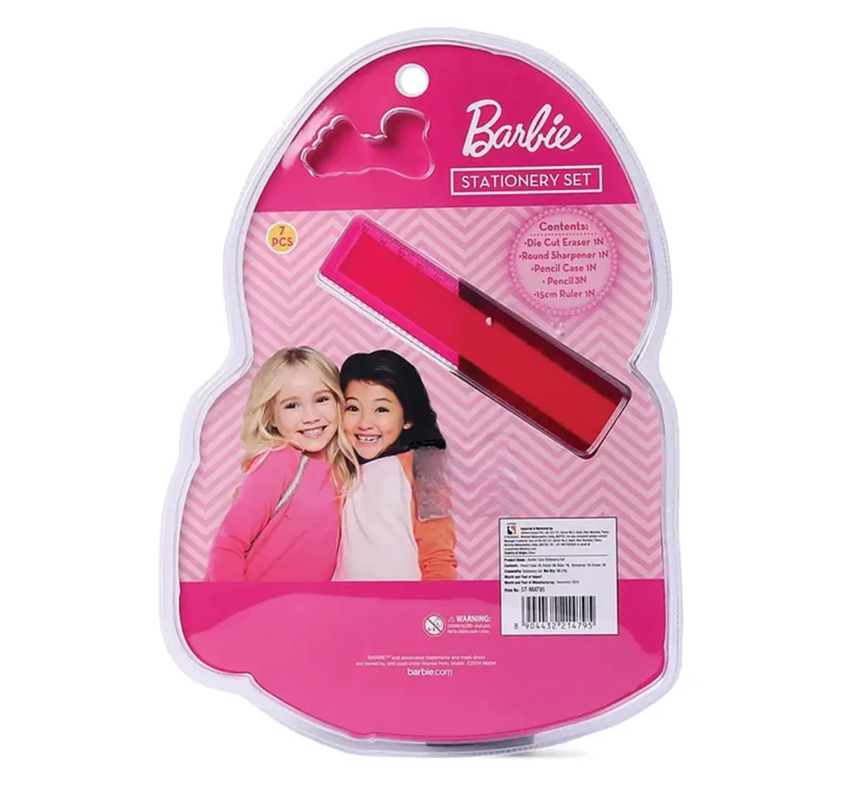 Striders Barbie 7-Piece Stationery Set for Kids Cute & Fun Office Supplies Perfect Back-to-School Gift for Girls, 4Y+