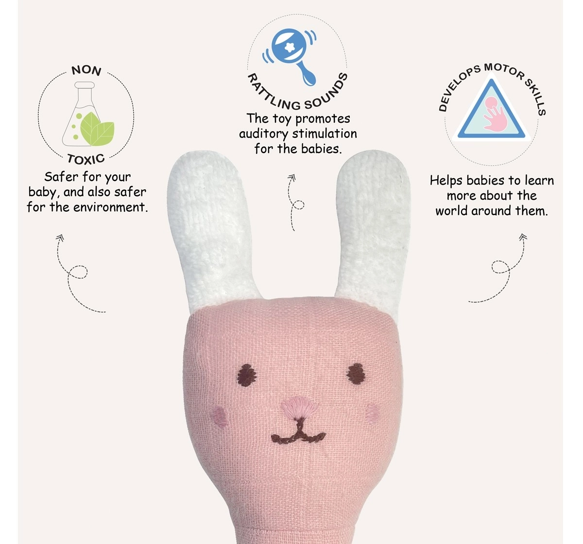 Abracadabra Organics Collectible Face Rattle 0Y+ Pink