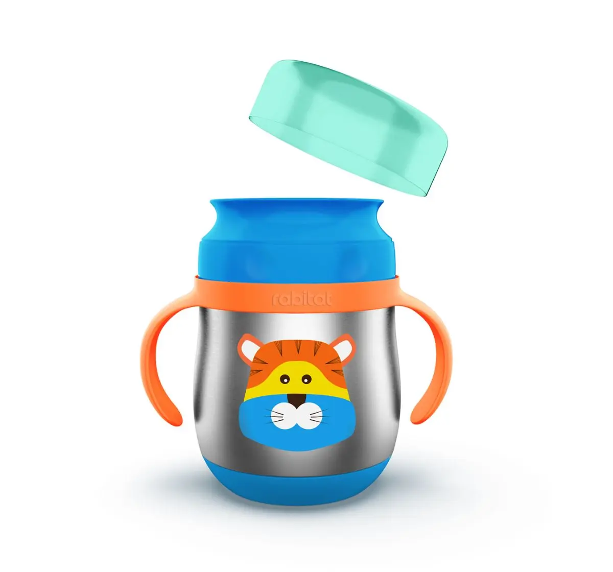 Rabitat First Step 360 Degree Training Cup Big Cat  360 ml For Kids of Age 6M+, Multicolour