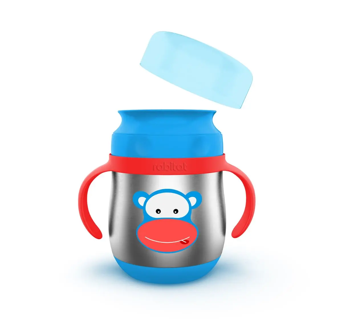 Rabitat First Step 360 Degree Training Cup Cheek Monkey 360 ml For Kids of Age 6M+, Multicolour