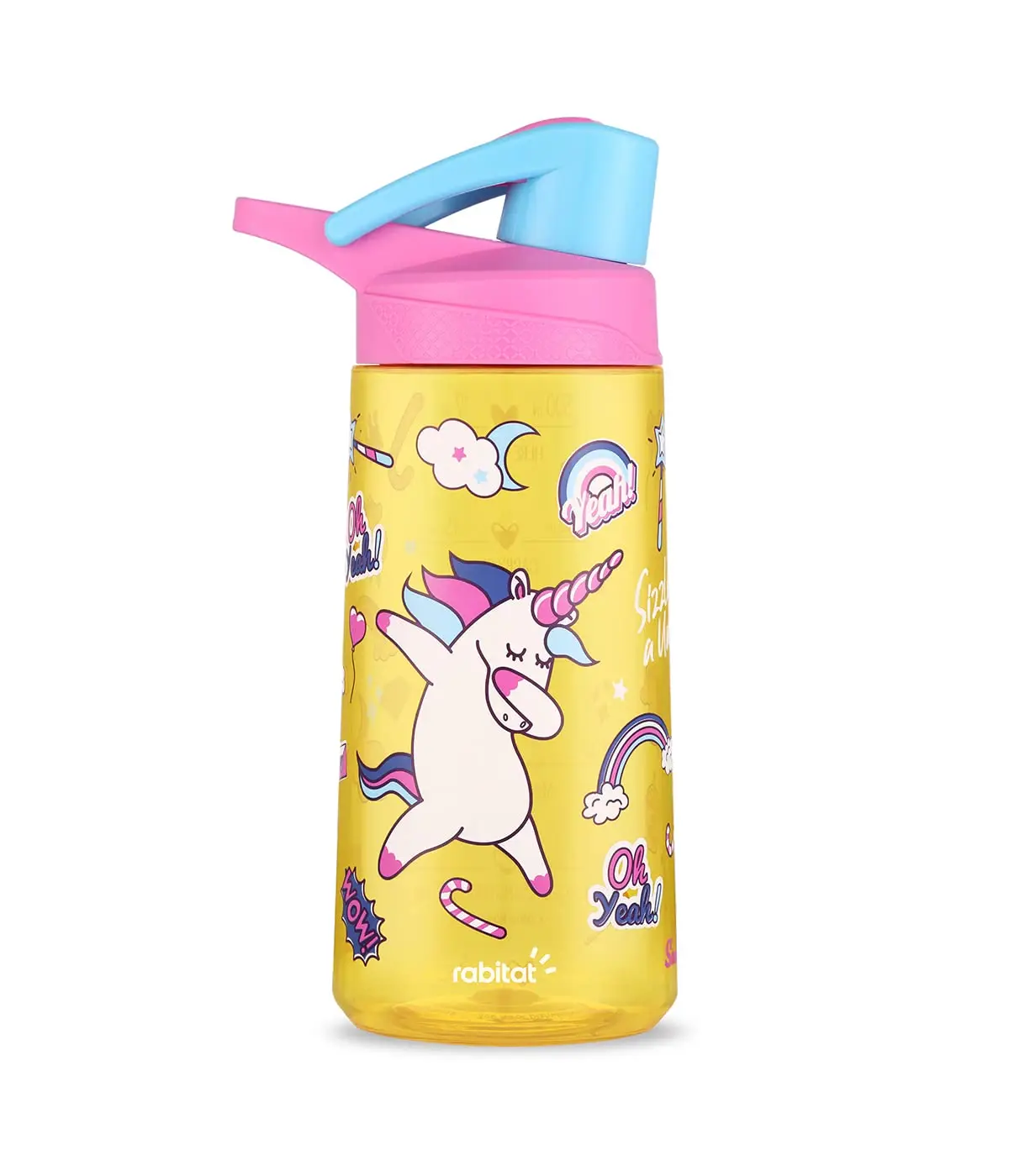 Rabitat Flip Lock Tritan Water Bottle Sizzle 550 ml For Kids of Age 3Y+, Multicolour