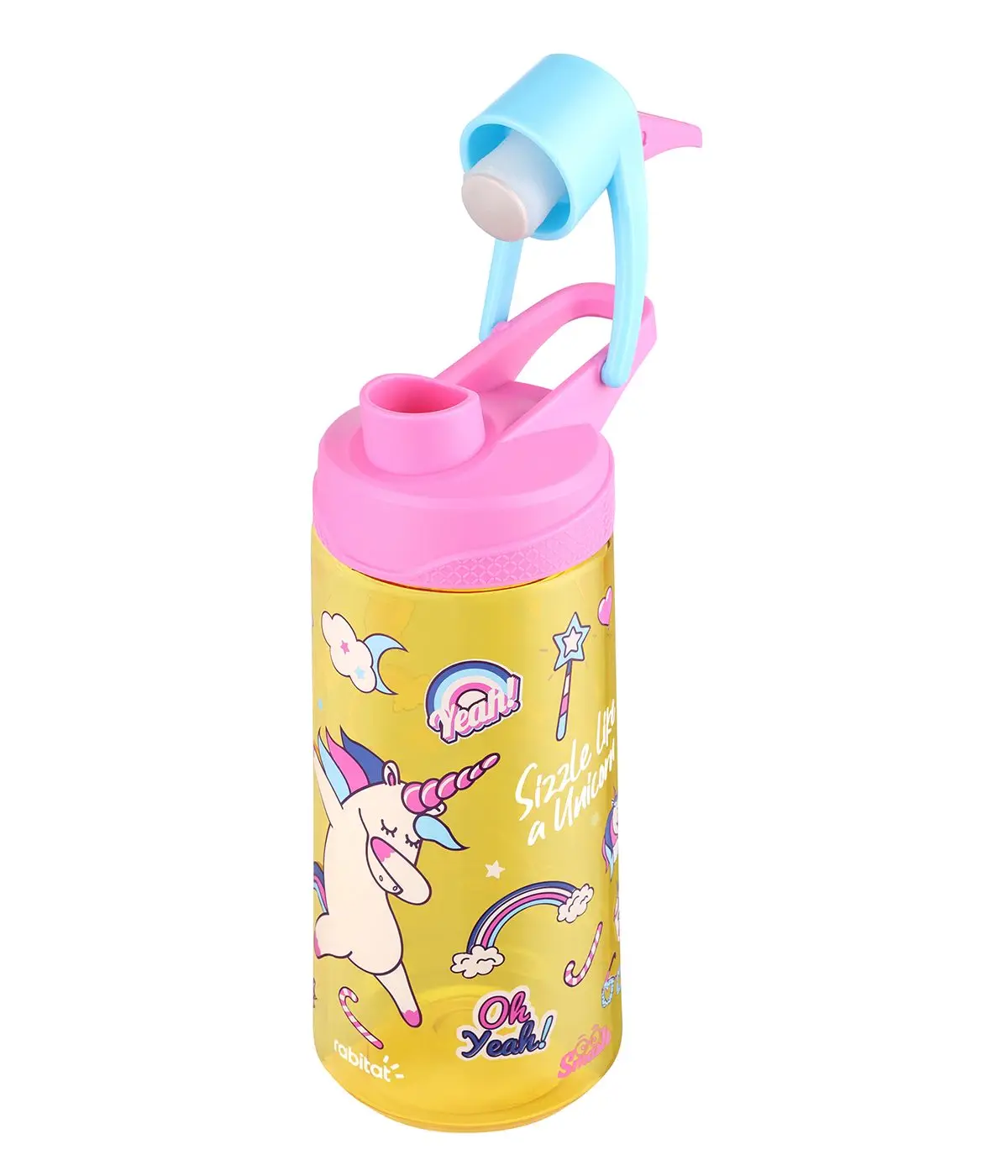 Rabitat Flip Lock Tritan Water Bottle Sizzle 550 ml For Kids of Age 3Y+, Multicolour