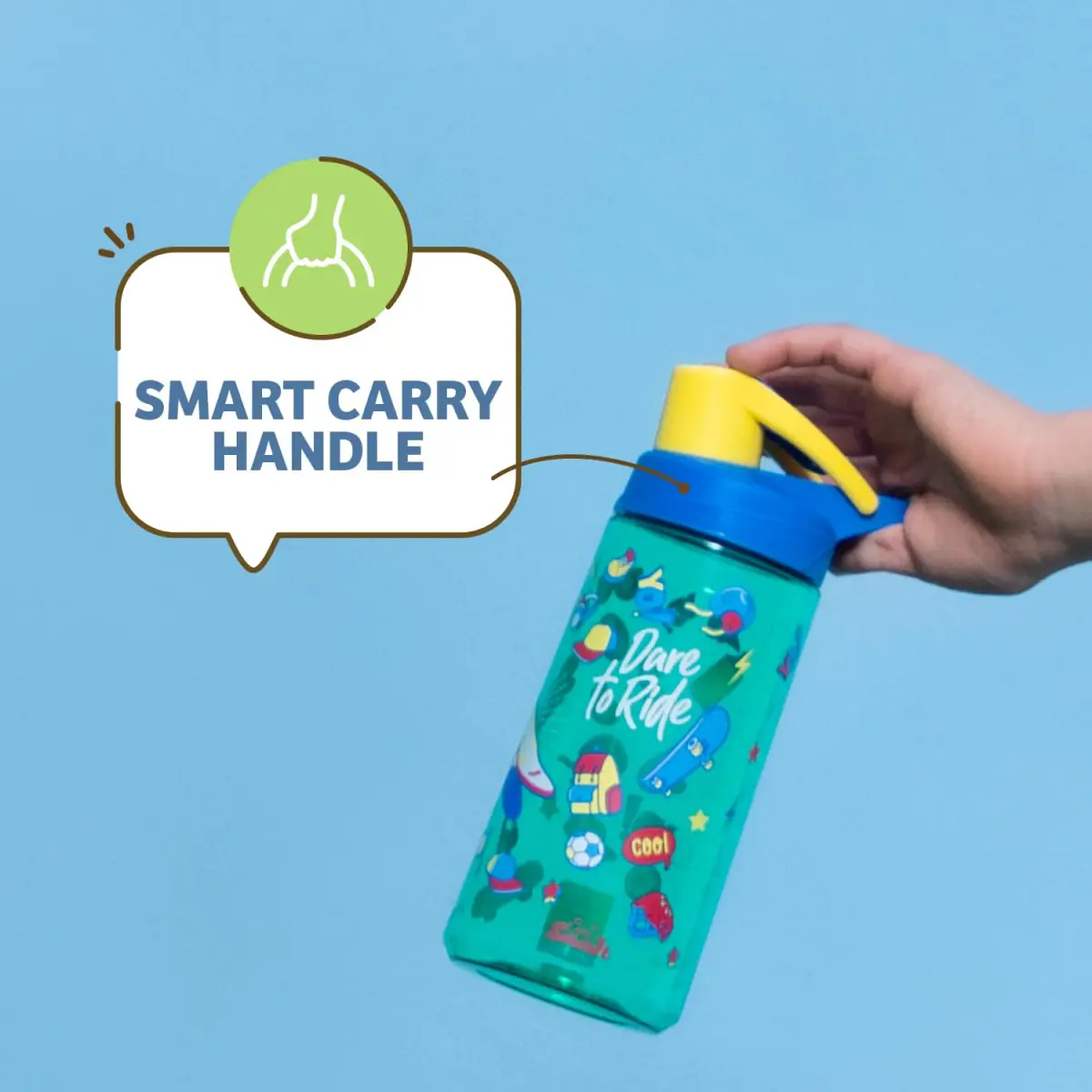 Rabitat Flip Lock Tritan Water Bottle Sizzle 550 ml For Kids of Age 3Y+, Multicolour