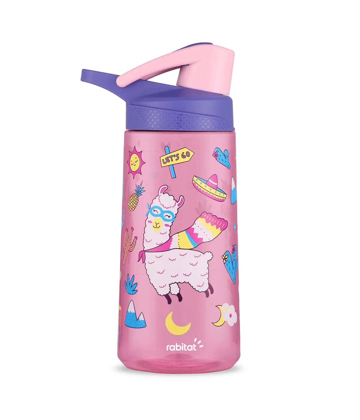 Rabitat Flip Lock Tritan Water Bottle Chatter Box 550 ml For Kids of Age 3Y+, Multicolour