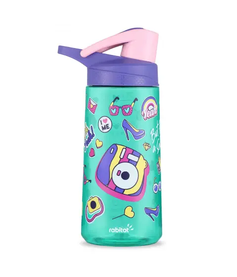 Rabitat Flip Lock Tritan Water Bottle Diva 550 ml For Kids of Age 3Y+, Multicolour