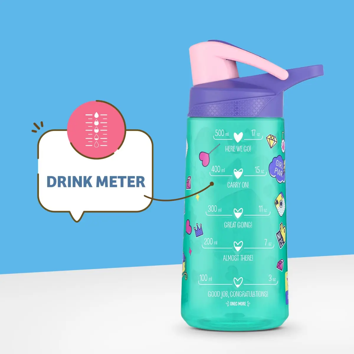 Rabitat Flip Lock Tritan Water Bottle Shyguy 550 ml For Kids of Age 3Y+, Multicolour