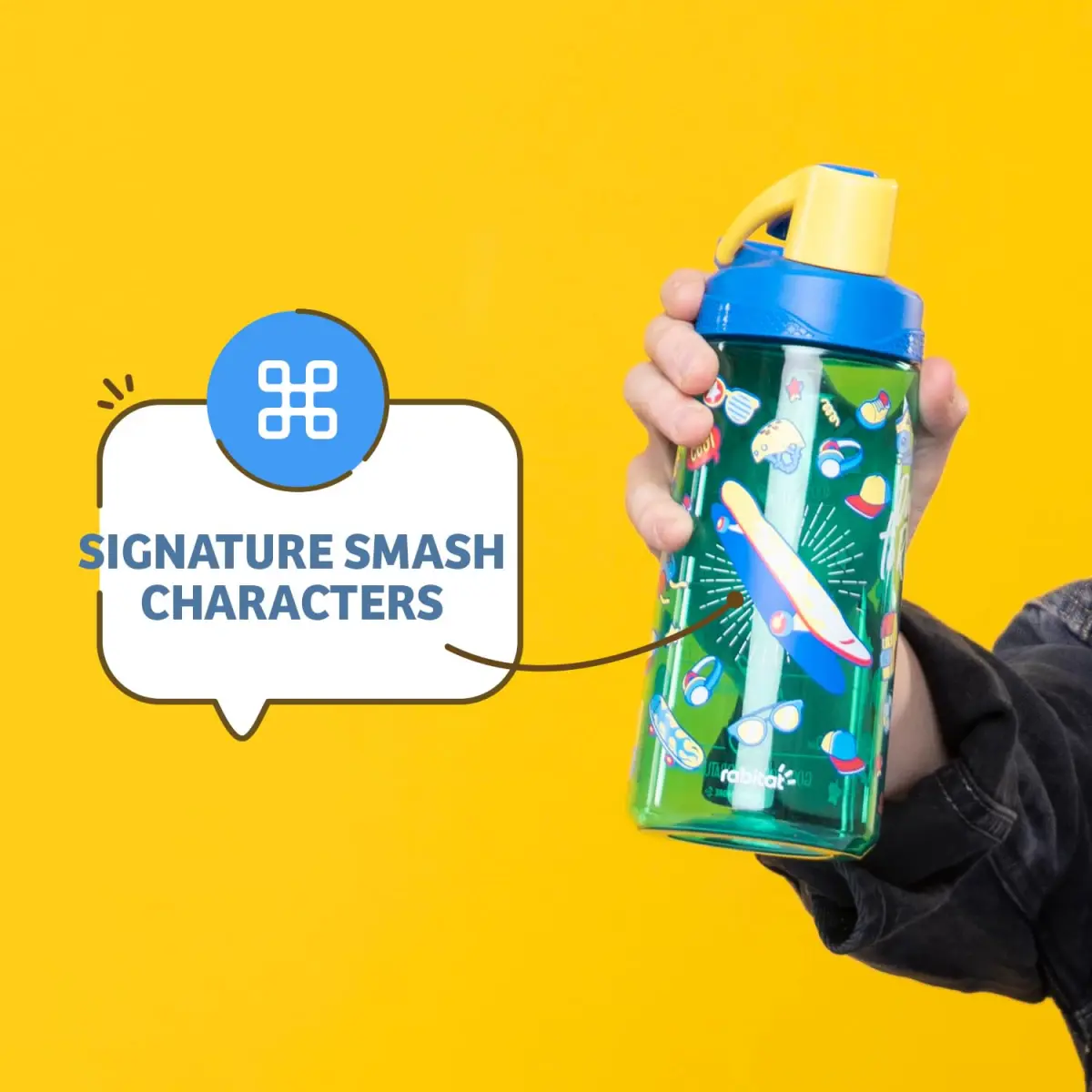 Rabitat Flip Lock Tritan Water Bottle Shyguy 550 ml For Kids of Age 3Y+, Multicolour