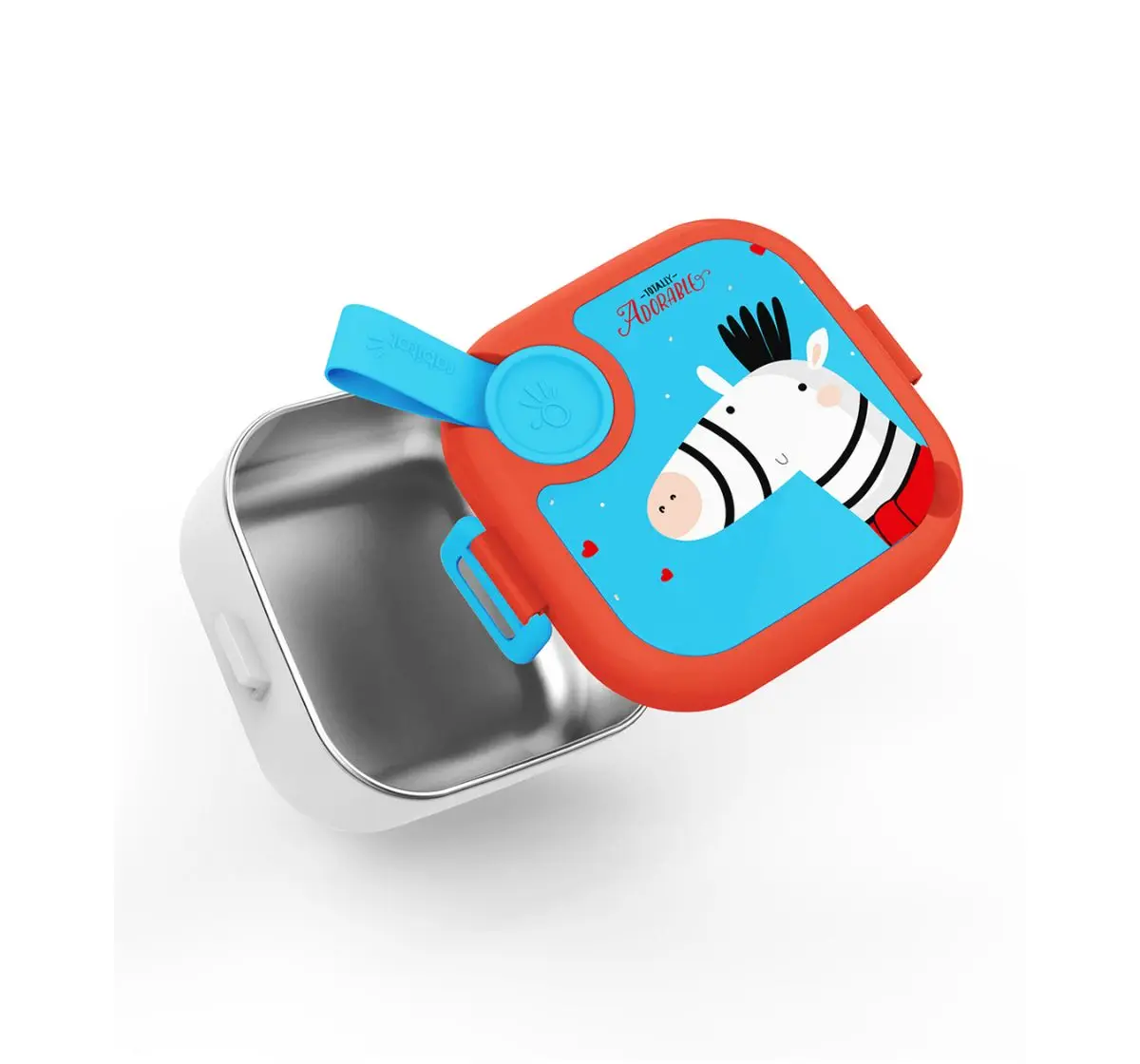 Rabitat Lunchmate Mini Stainless Steel Lunch Box with Spoon Totally Adorable 500 ml For Kids of Age 3Y+, Multicolour