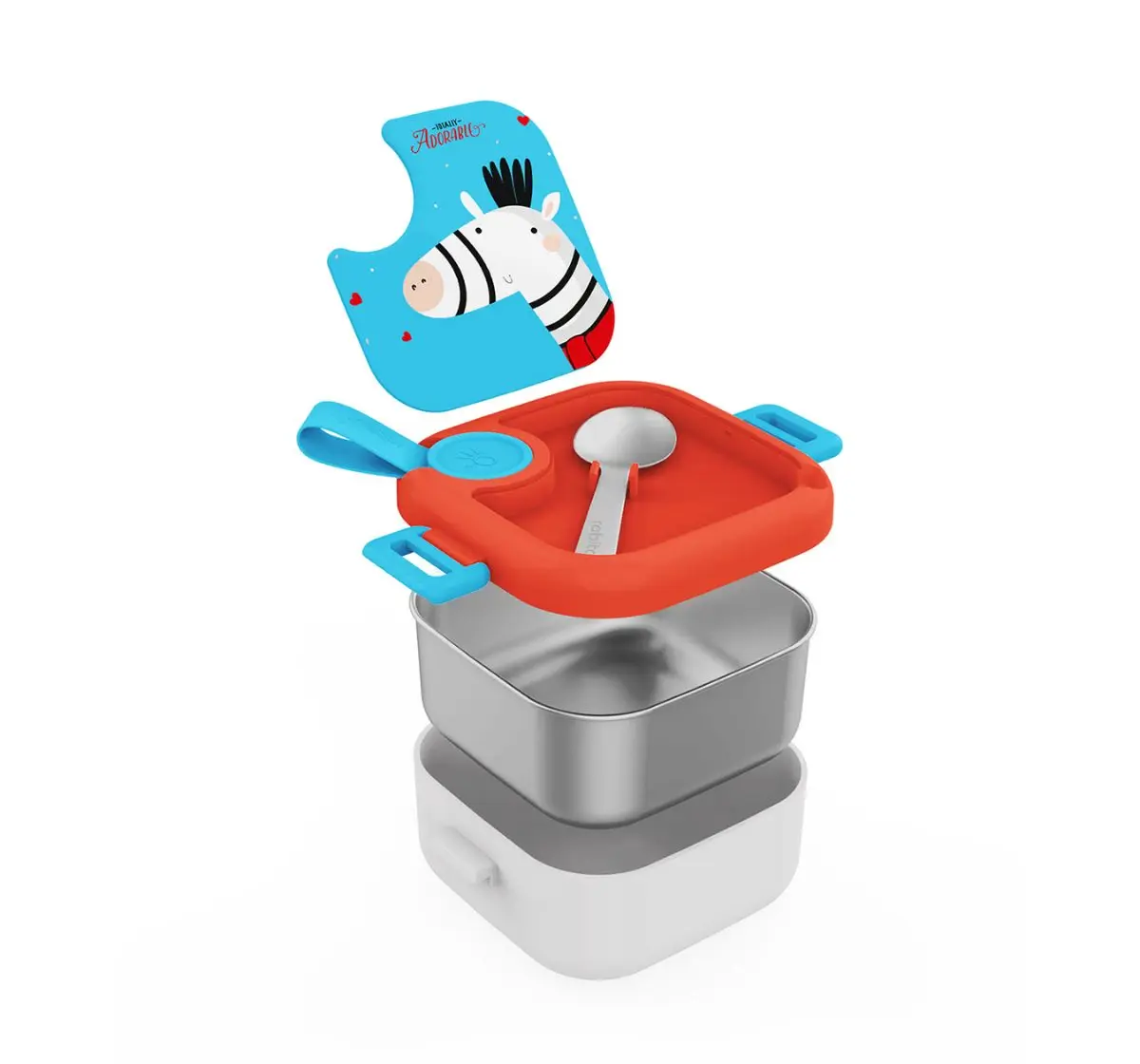 Rabitat Lunchmate Mini Stainless Steel Lunch Box with Spoon Totally Adorable 500 ml For Kids of Age 3Y+, Multicolour