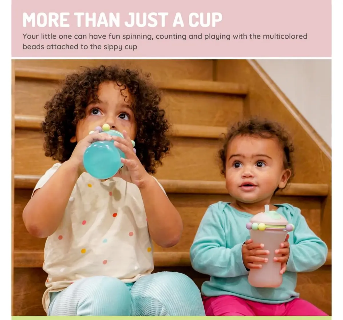 Melii Abacus Sippy Cup, 1 Pack, 340ml, Pink, 12M+