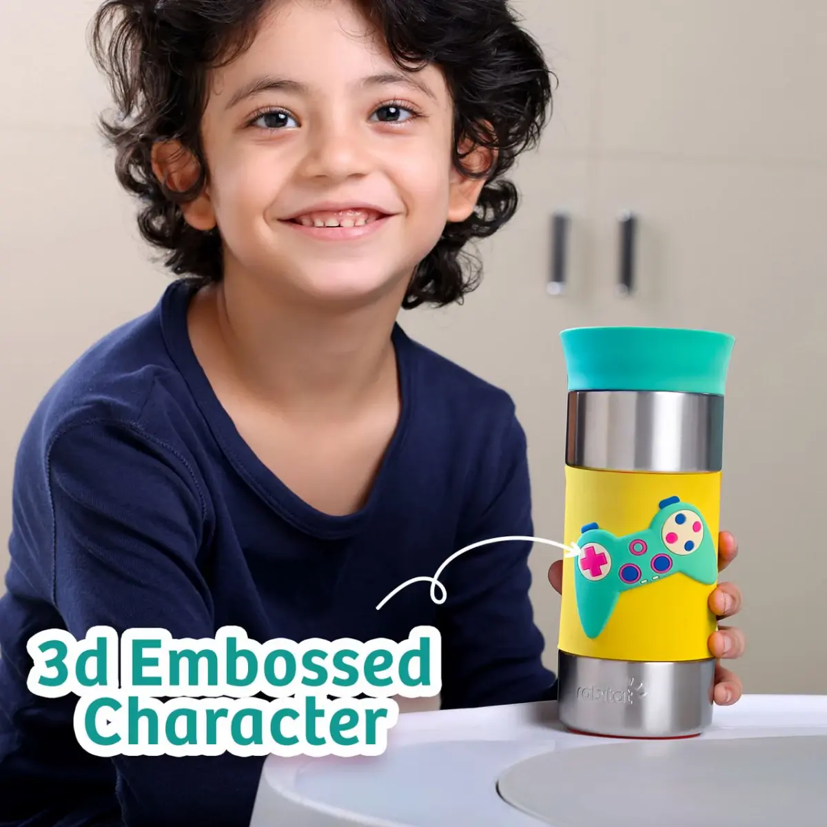 Rabitat 360 Playmate Insulated Tumbler Sparky 390 ml For Kids of Age 3Y+, Multicolour