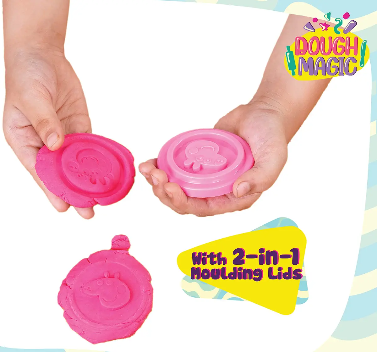 Dough Magic Peppa Pig Dough Tubs With 2 in 1 Moulding Lid Pack of 6 For Kids of Age 3Y+, Multicolour