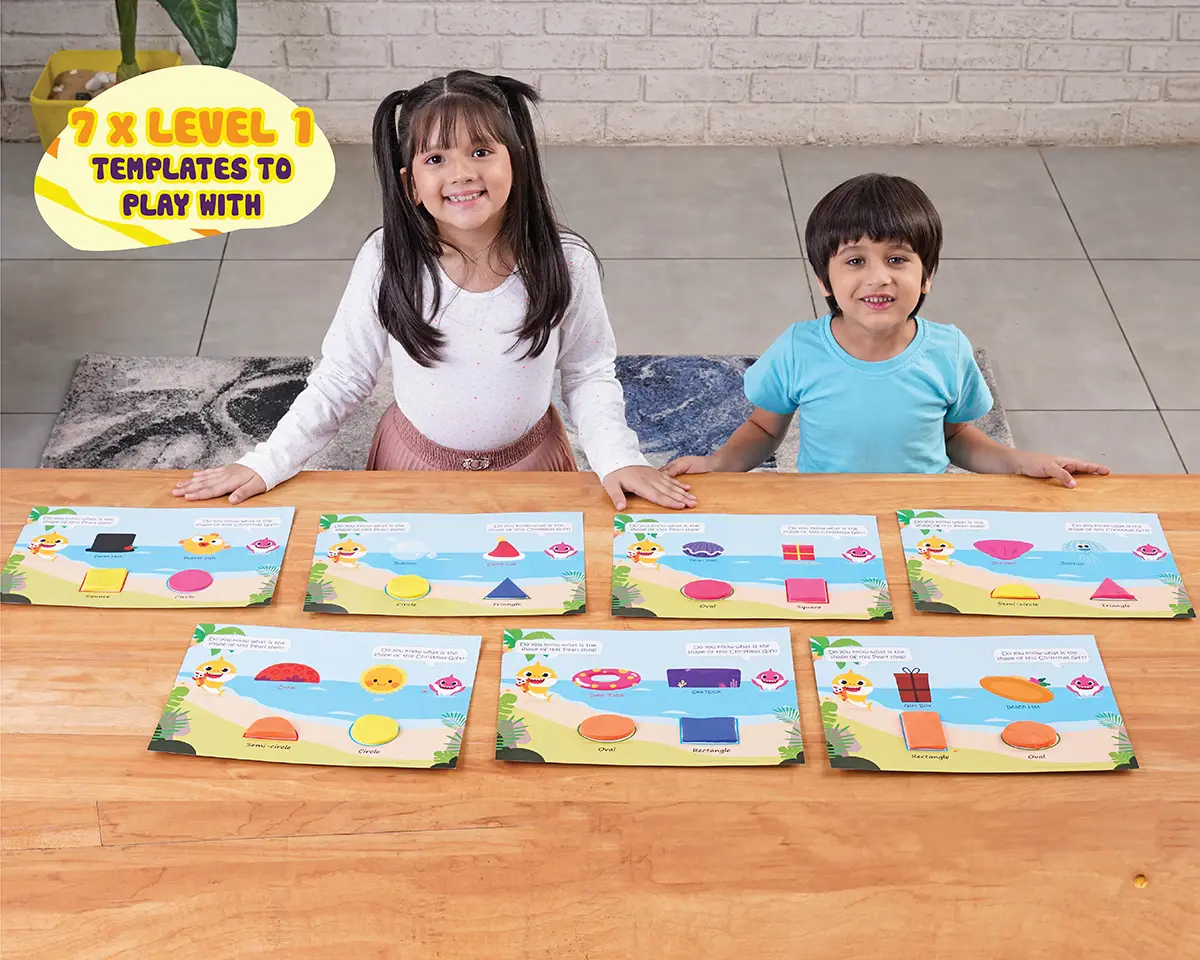 Dough Magic Baby Shark Spot & Shape Activity Set For Kids of Age 3Y+, Multicolour
