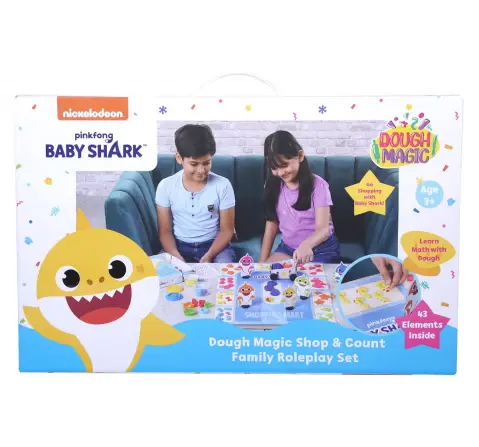 Dough Magic Baby Shark Shop & Count Activity Set For Kids of Age 3Y+, Multicolour