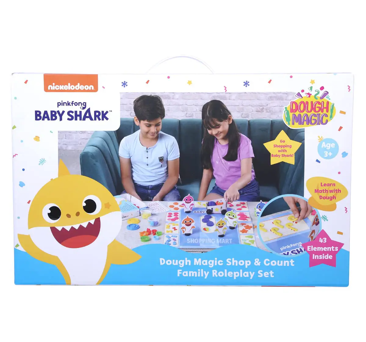 Dough Magic Baby Shark Shop & Count Activity Set For Kids of Age 3Y+, Multicolour