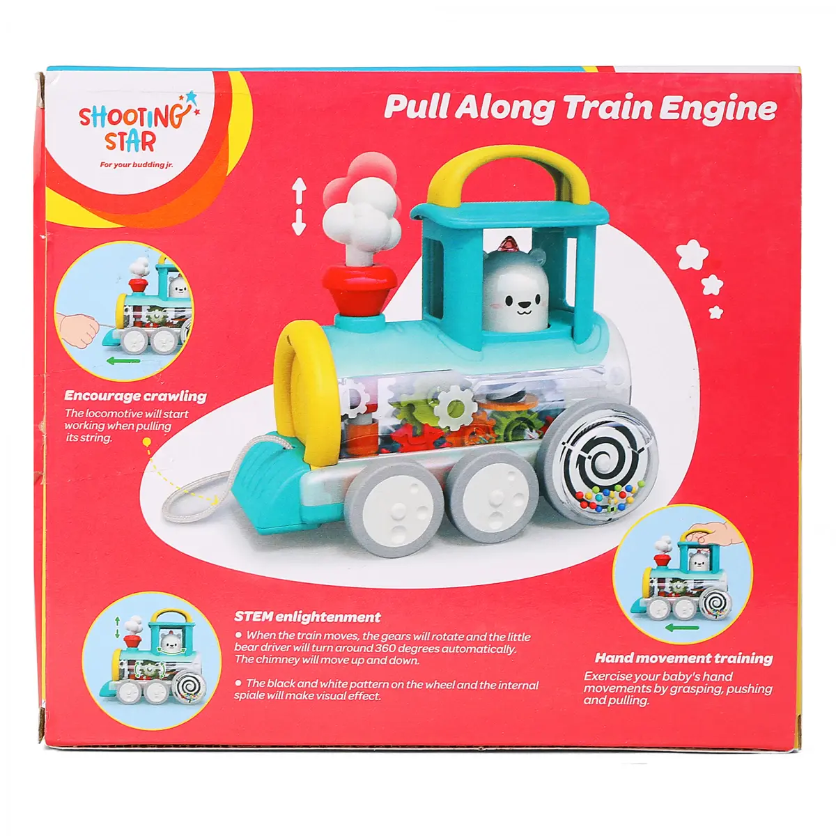 Shooting Star Pull Along Lands Train Engine, 3Y+, Multicolour