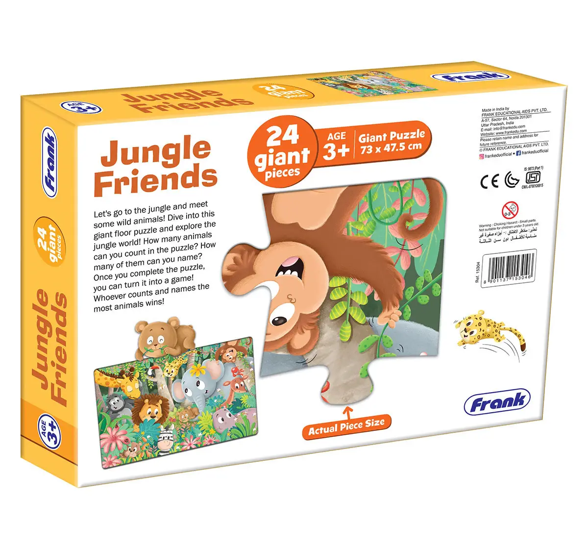 Frank Jungle Friends, 24 Pieces Giant Floor Puzzle, 3Y+