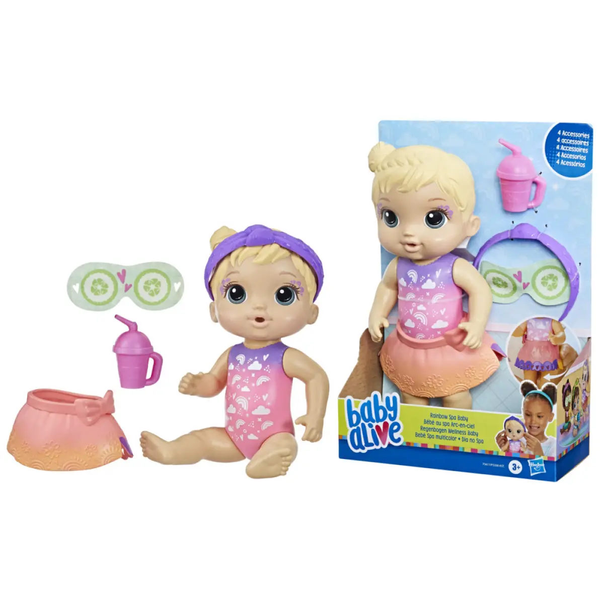 Baby Alive Rainbow Spa Baby Doll, 10-Inch Spa-Themed Toy, 3Yrs+