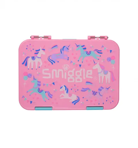 Smiggle Glide Happy Medium Bento Lunchbox Pink, 3Y+