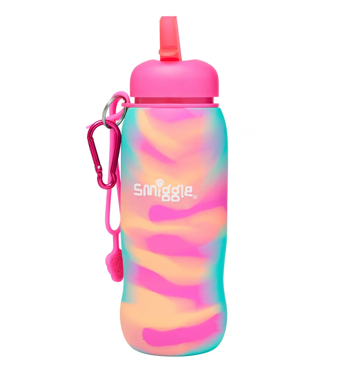 Smiggle Vivid Silicone Roll Up Drink Bottle 630ml Pink, 3Y+