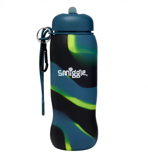 Smiggle Vivid Silicone Roll Up Drink Bottle 630ml Grey, 3Y+