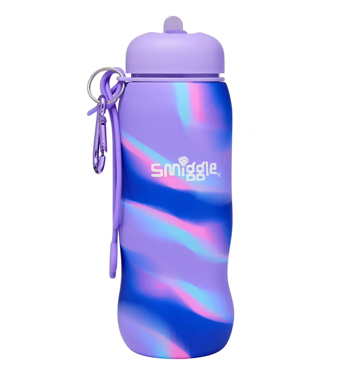 Smiggle Vivid Silicone Roll Up Drink Bottle 630ml Lilac, 3Y+