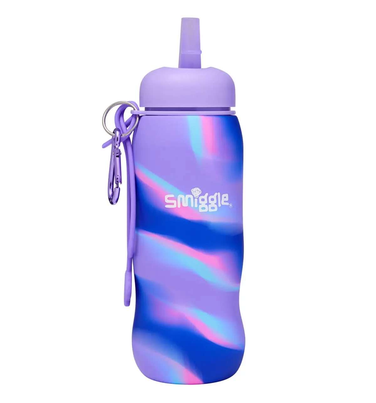 Smiggle Vivid Silicone Roll Up Drink Bottle 630ml Lilac, 3Y+