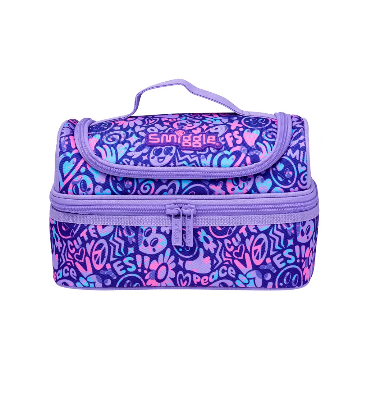 Smiggle Vivid Double Decker Lunchbox Lilac, 3Y+