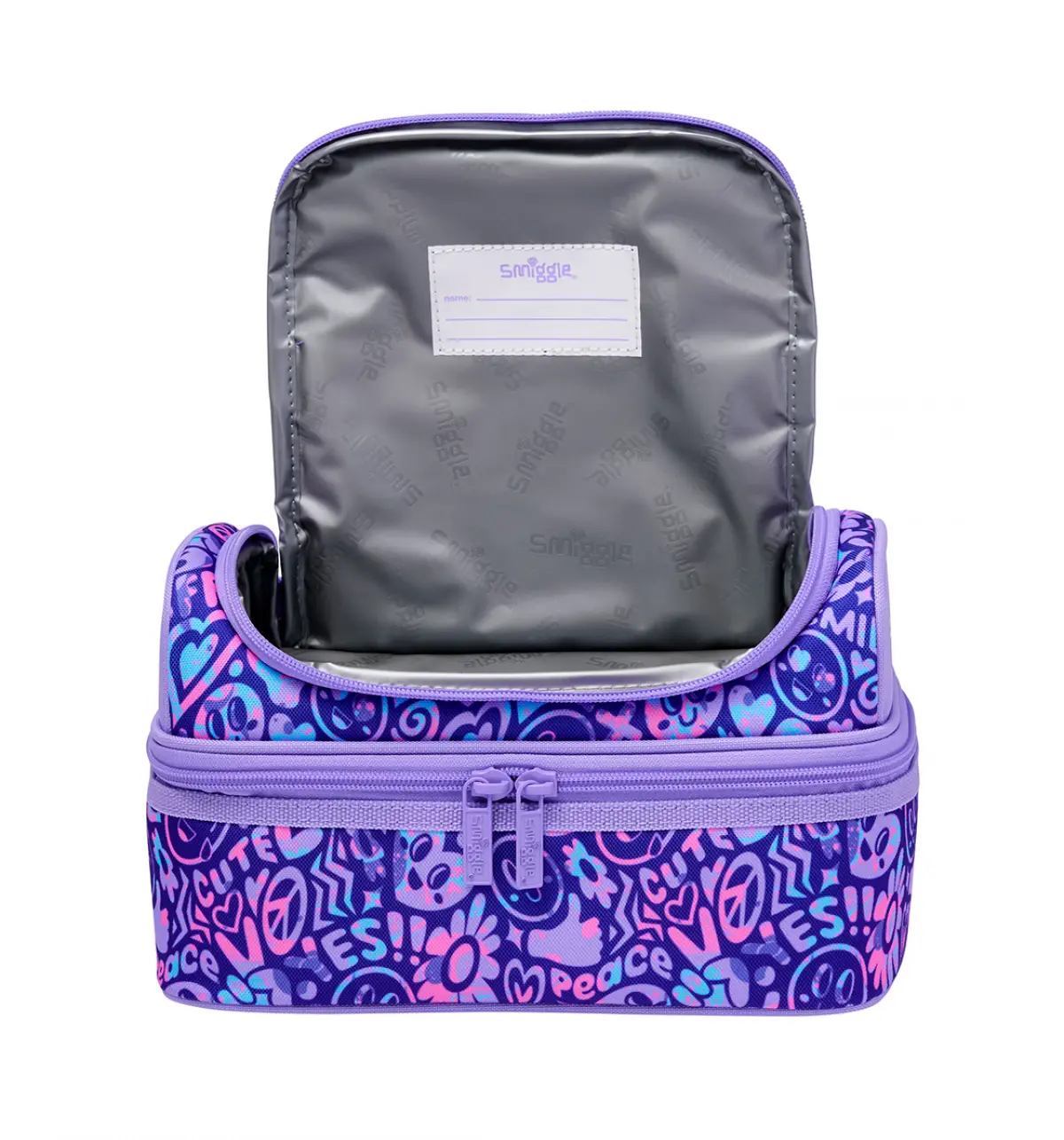 Smiggle Vivid Double Decker Lunchbox Lilac, 3Y+
