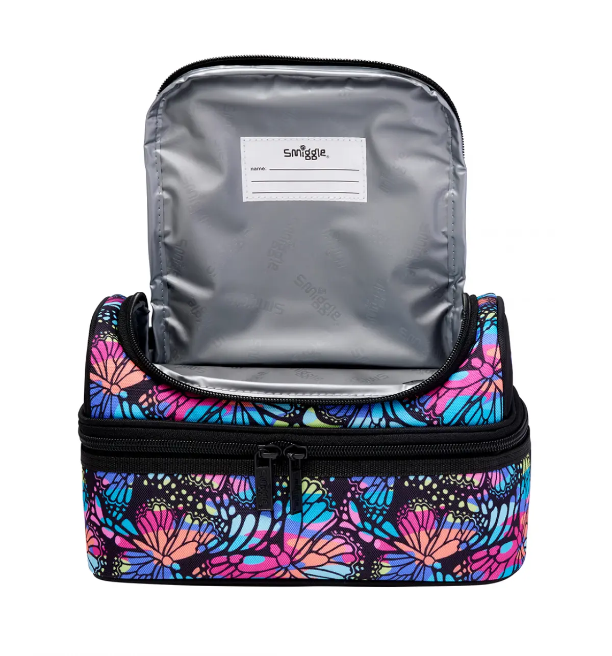 Smiggle Vivid Double Decker Lunchbox Black Mix, 3Y+