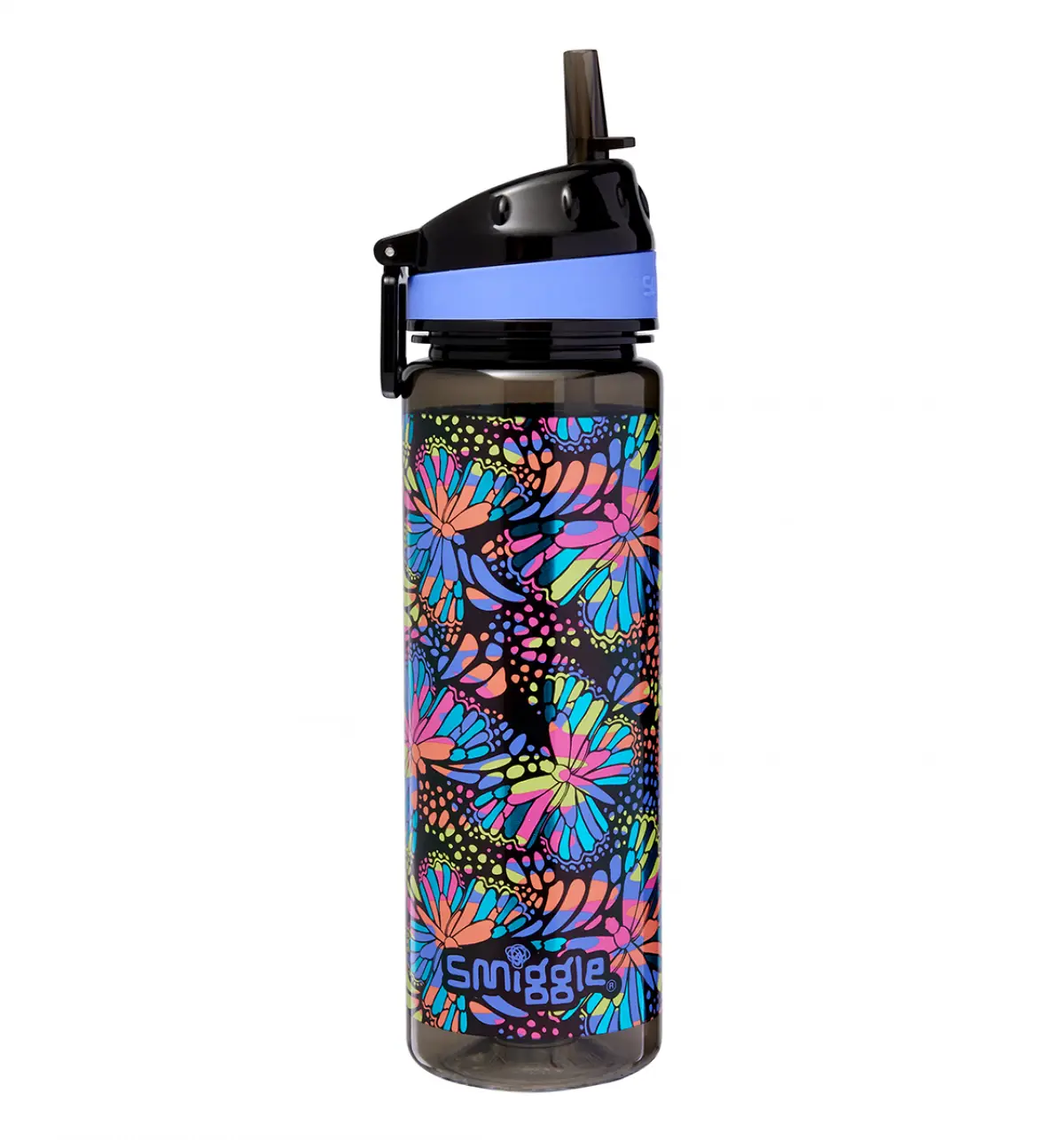 Smiggle Vivid Drink Up Plastic Drink Bottle Black Mix, 3Y+