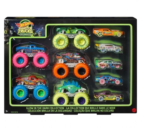 Hot Wheels Monster Truck Glow In The Dark 1:64 Die-Cast Vehicle Collection, 3Y+, Multicolour