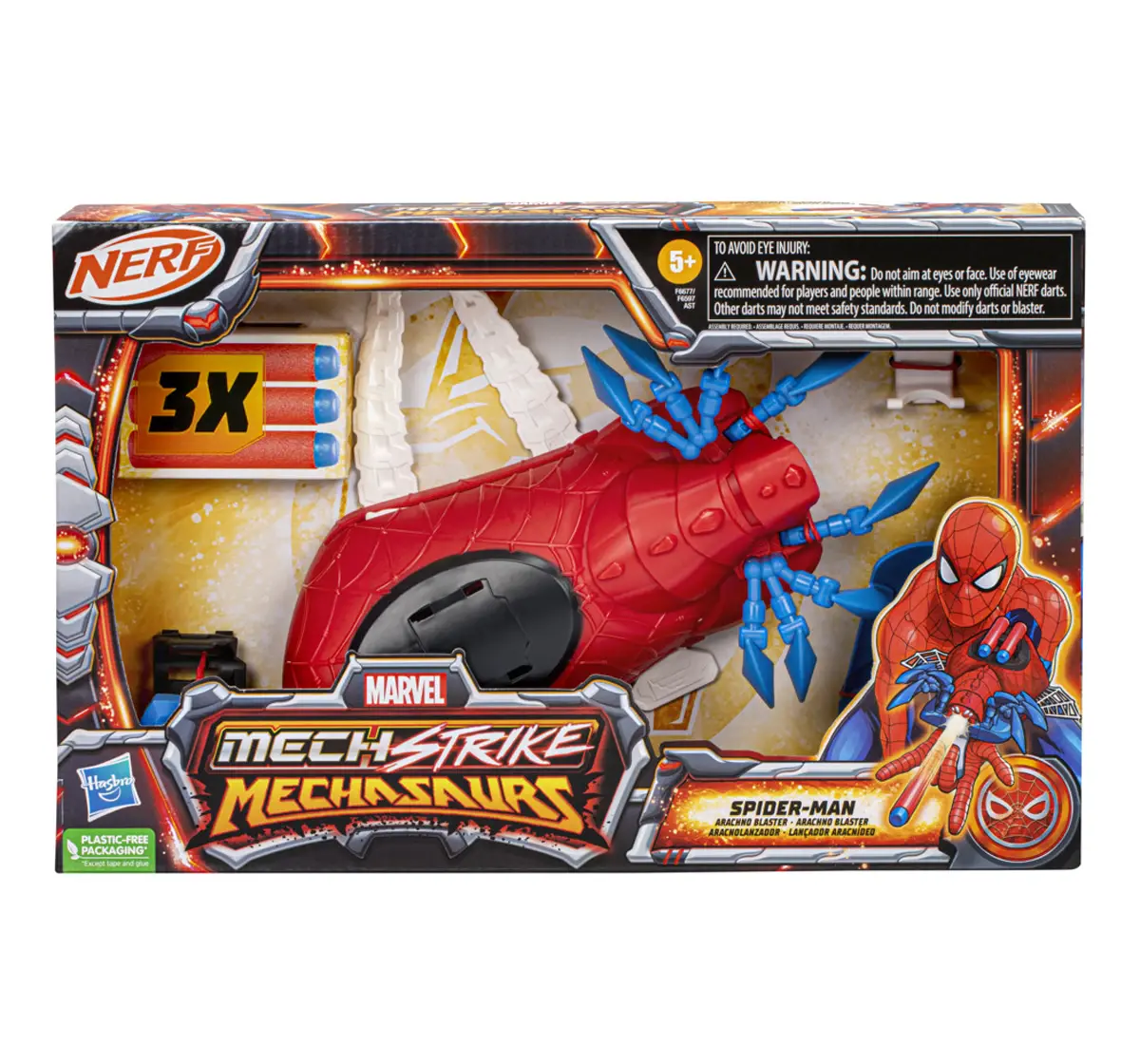 Marvel Mech Strike Mechasaurs Spider-Man Arachno Blaster, 3 Darts, 5Y+