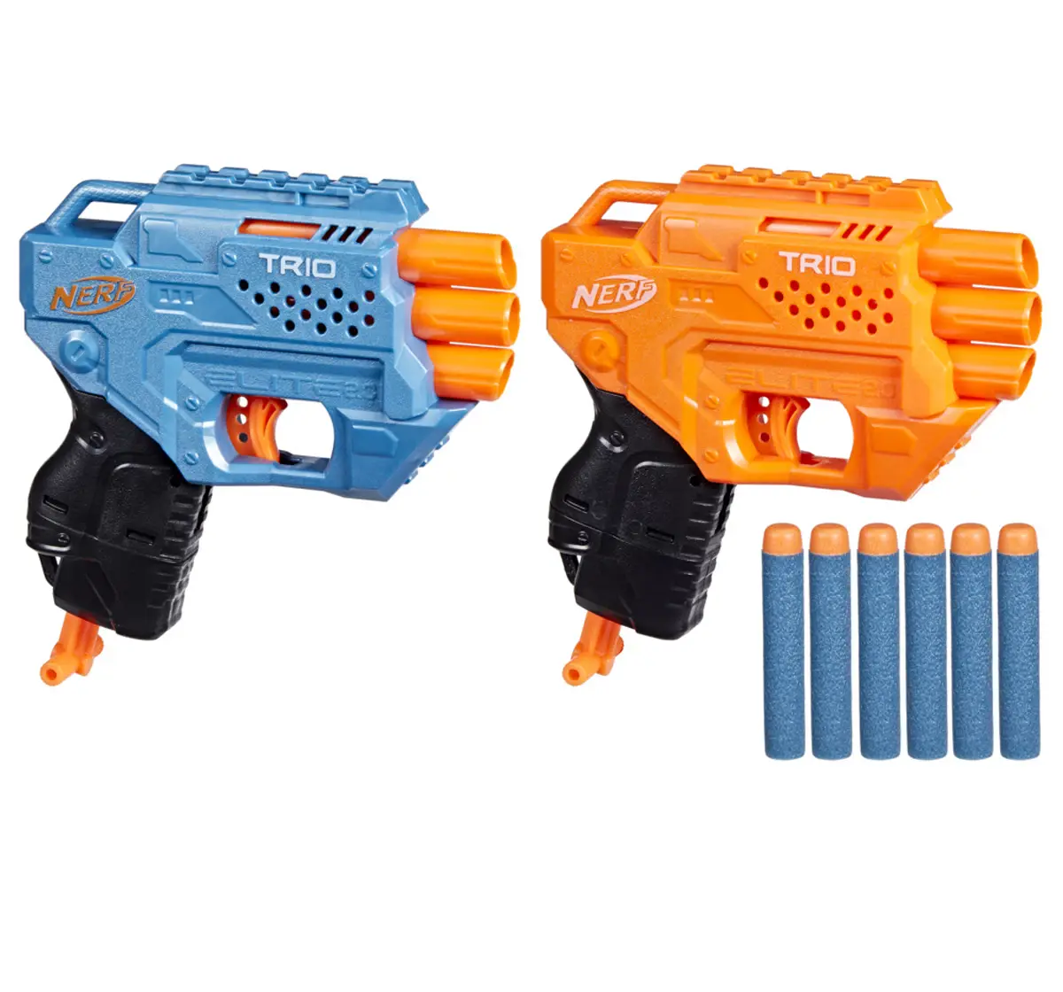 Hasbro Nerf Elite 2.0 Trio Combo Pack, 2 Trio Nerf Blasters, 6 Nerf Elite Darts, Pull Down Priming, Toy Foam Blaster Multicolour, 8Y+