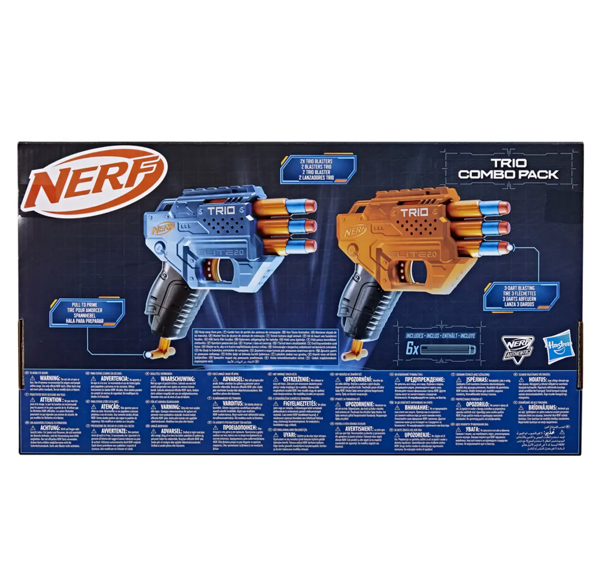 Hasbro Nerf Elite 2.0 Trio Combo Pack, 2 Trio Nerf Blasters, 6 Nerf ...