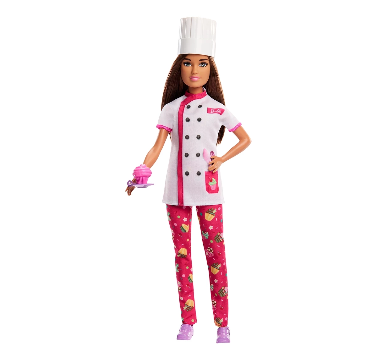 Barbie Doll & Accessories, Career Pastry Chef Doll with Hat, and Cake Slice, Kids for 3Y+, Multicolour