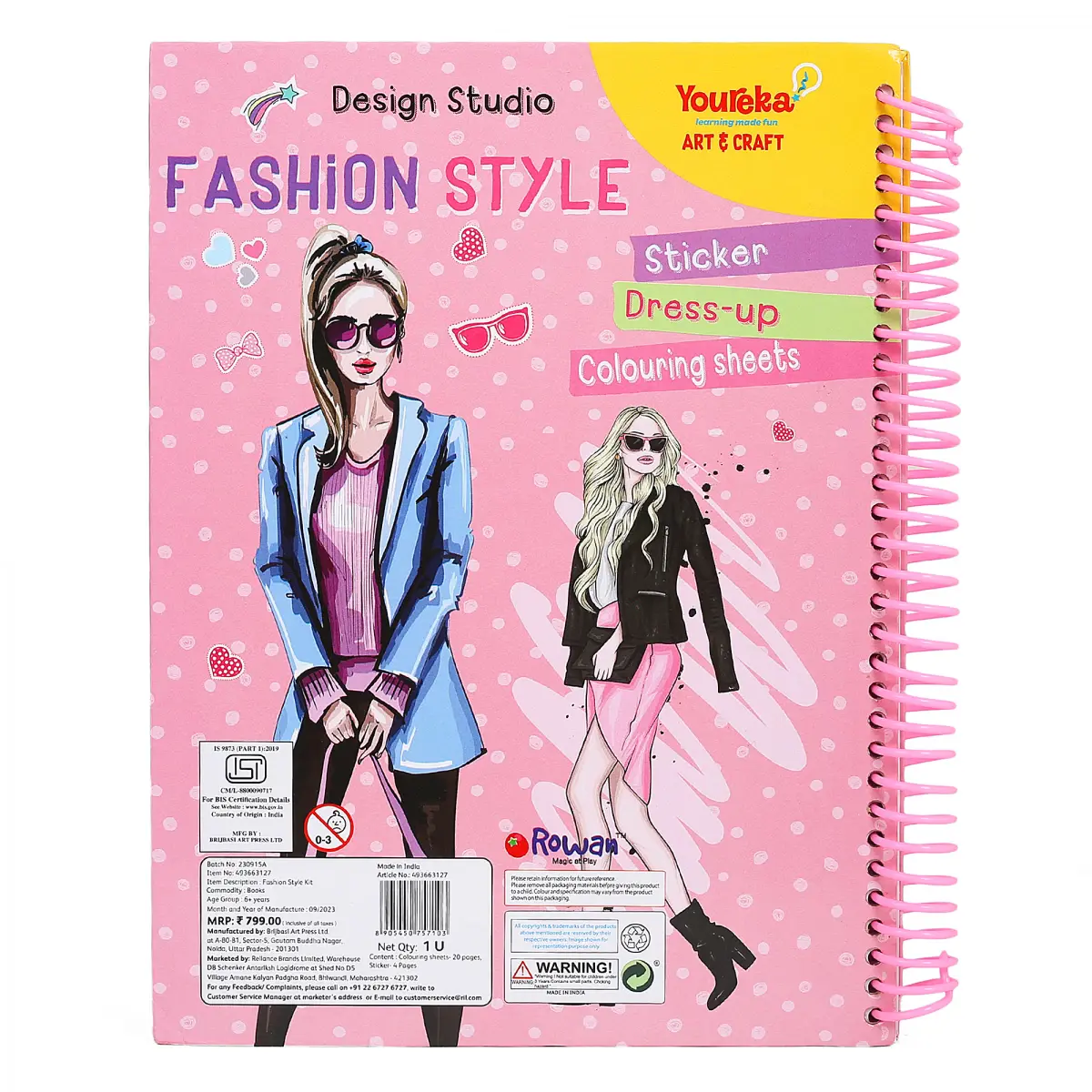 Youreka Art & Craft Fashion Sticker Style Kit, 6Y+, Multicolour