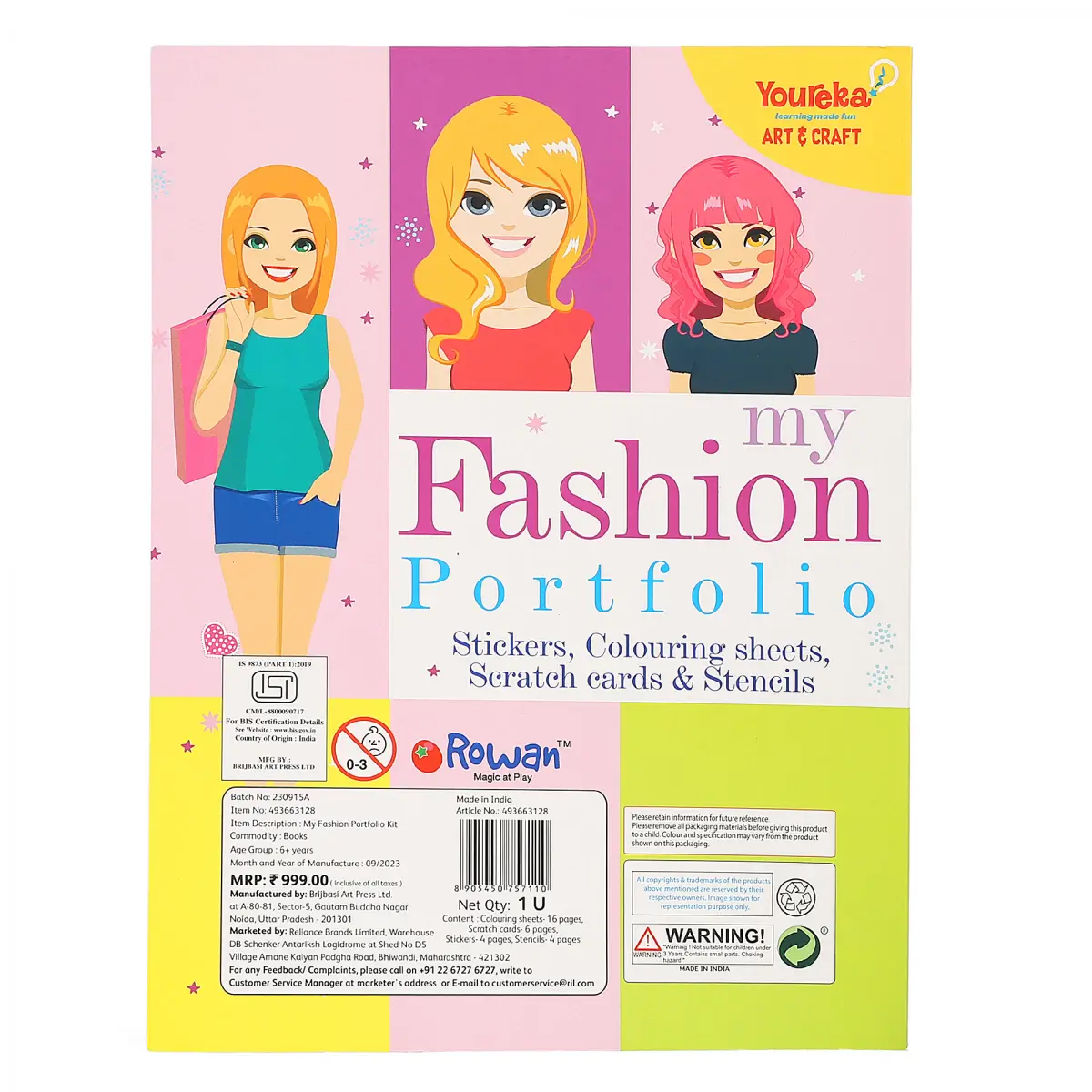 Youreka Art & Craft My Fashion Portfolio Kit, 6Y+, Multicolour