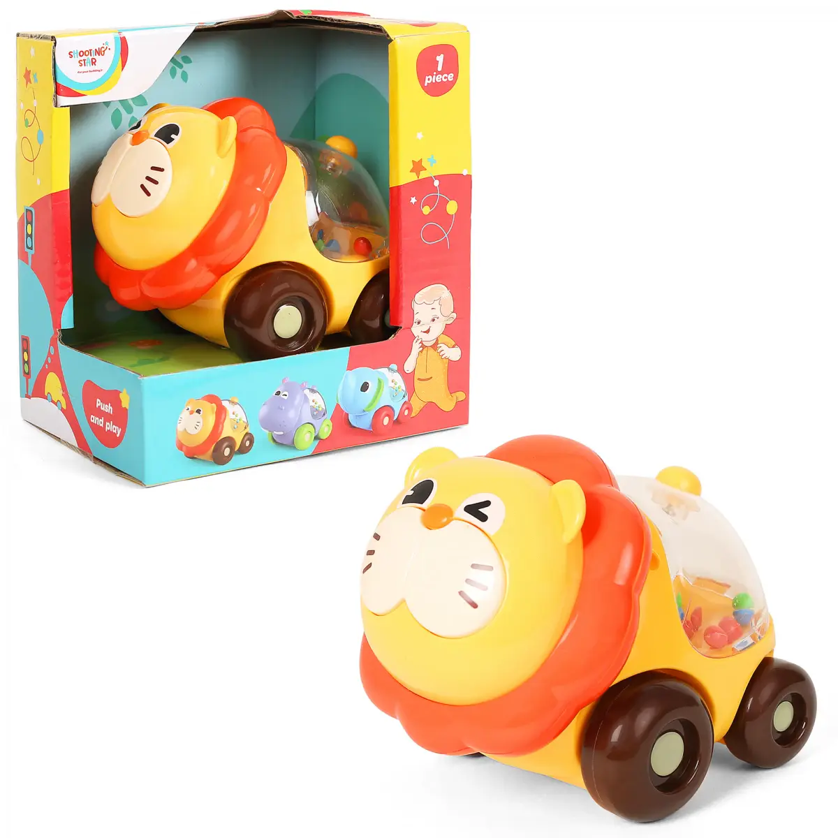 Shooting Star Push and Play Lion Taxi Multicolour 12M+