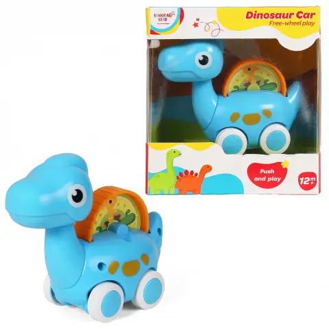 Shooting Star Dinosaur Car Free Wheel Play, Push & Pull Toys for Kids, 12M+, Blue