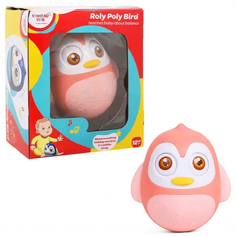 Shooting Star Roly Poly Bird Funny Tumbler, 12M+, Pink